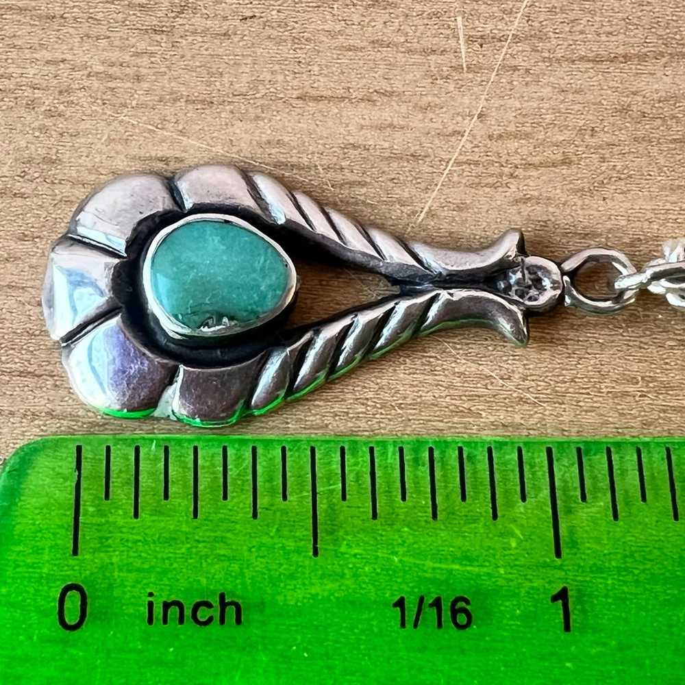 VINTAGE STERLING SILVER TURQUOISE PENDANT NECKLAC… - image 10