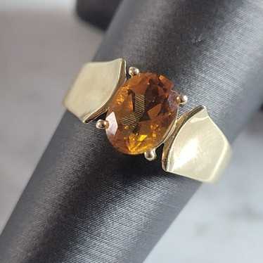 Womens Vintage Estate 14K Yellow Gold Citrine Rin… - image 1