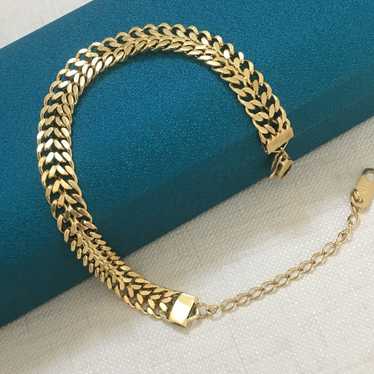 18K Solid Yellow Gold Vintage Duplex Bracelet