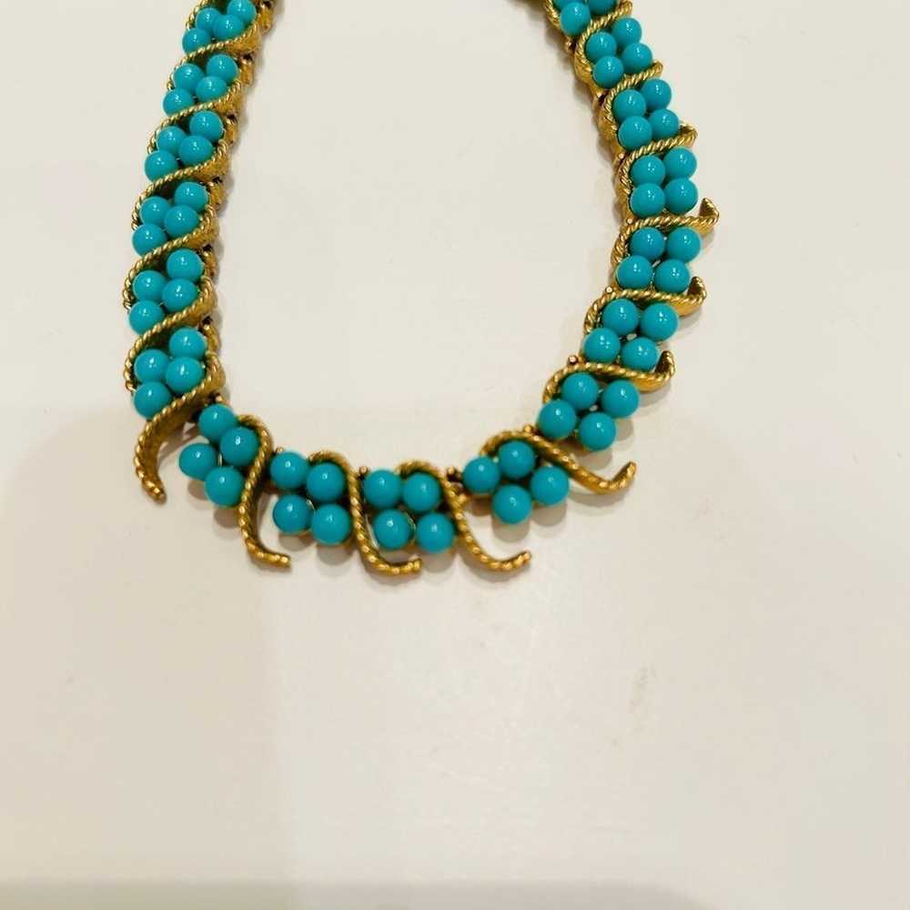 Trifari Vintage Turquoise Choker Necklace 16” - image 5