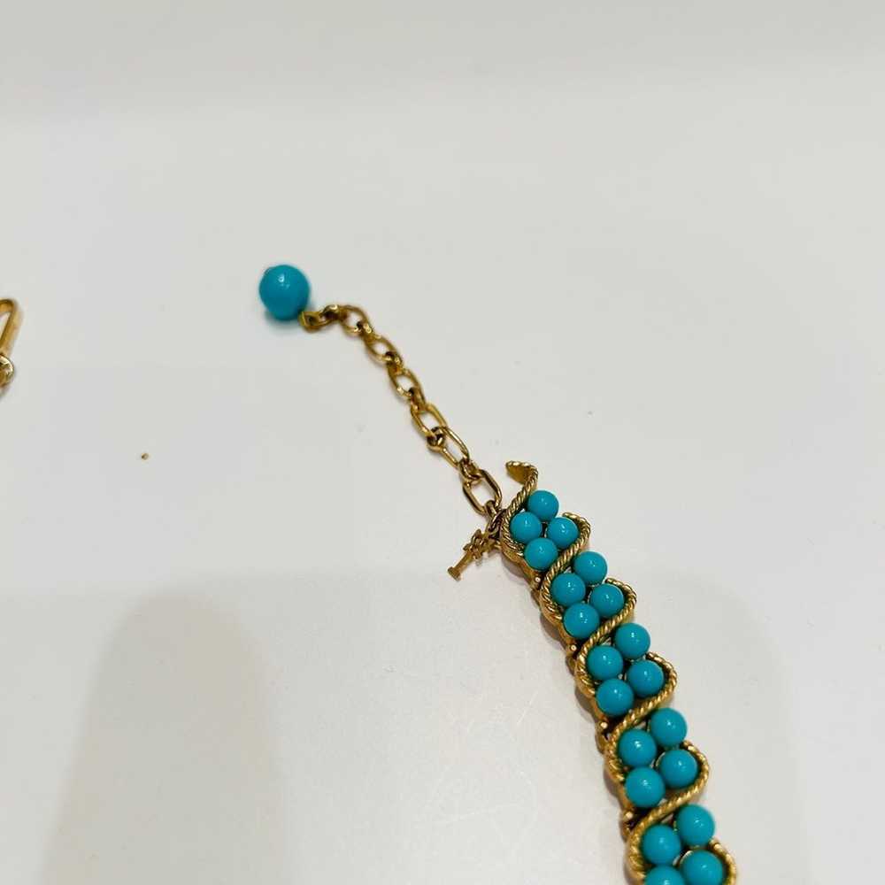 Trifari Vintage Turquoise Choker Necklace 16” - image 6