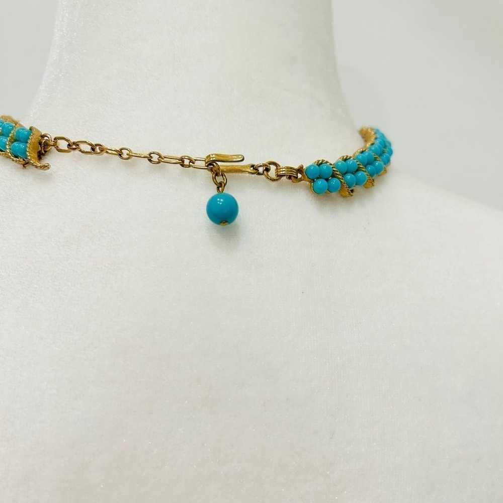 Trifari Vintage Turquoise Choker Necklace 16” - image 7