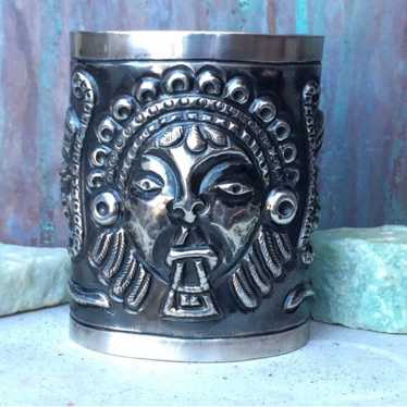 Mayan/Aztec Sterling Warrior Cuff - image 1