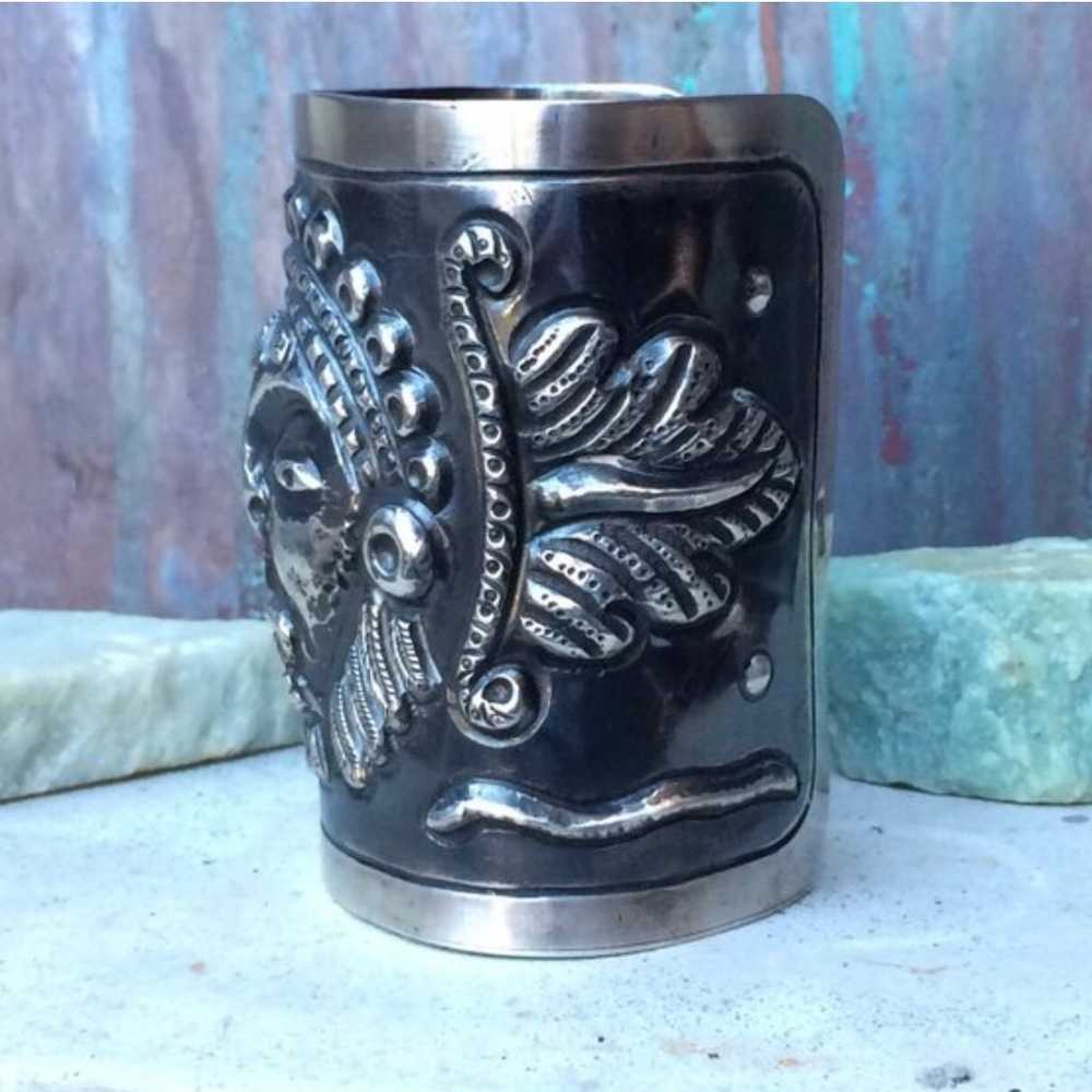 Mayan/Aztec Sterling Warrior Cuff - image 3