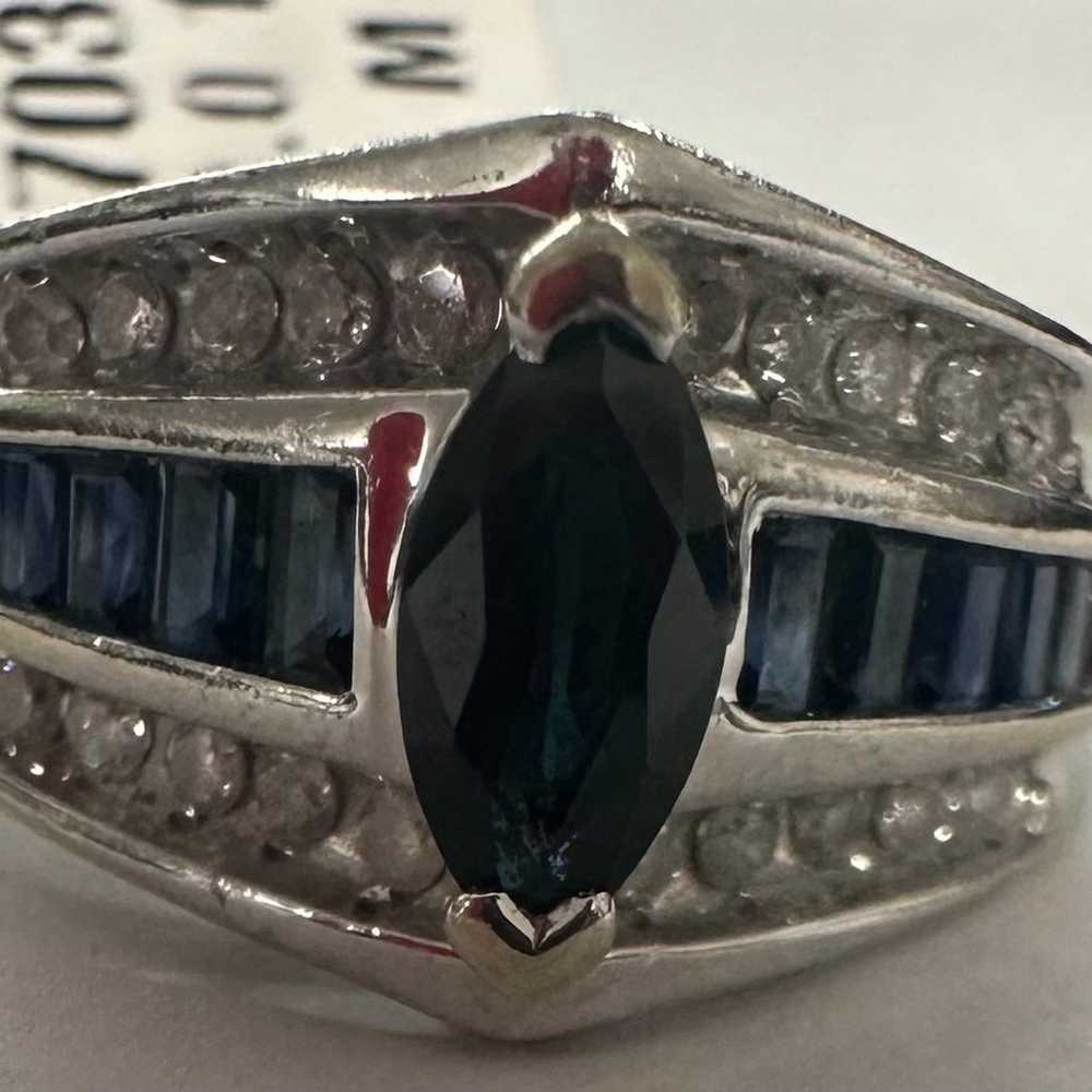 Gorgeous! 10K White Gold w/Gemstones Ring-Size 6.… - image 2