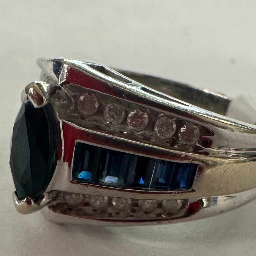 Gorgeous! 10K White Gold w/Gemstones Ring-Size 6.… - image 4