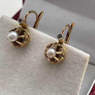 France Antique Jewelry Earrings Vintage 18k Pearl