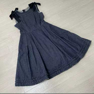 LANVIN en Bleu Ribbon Denim Dress Beautiful Condit