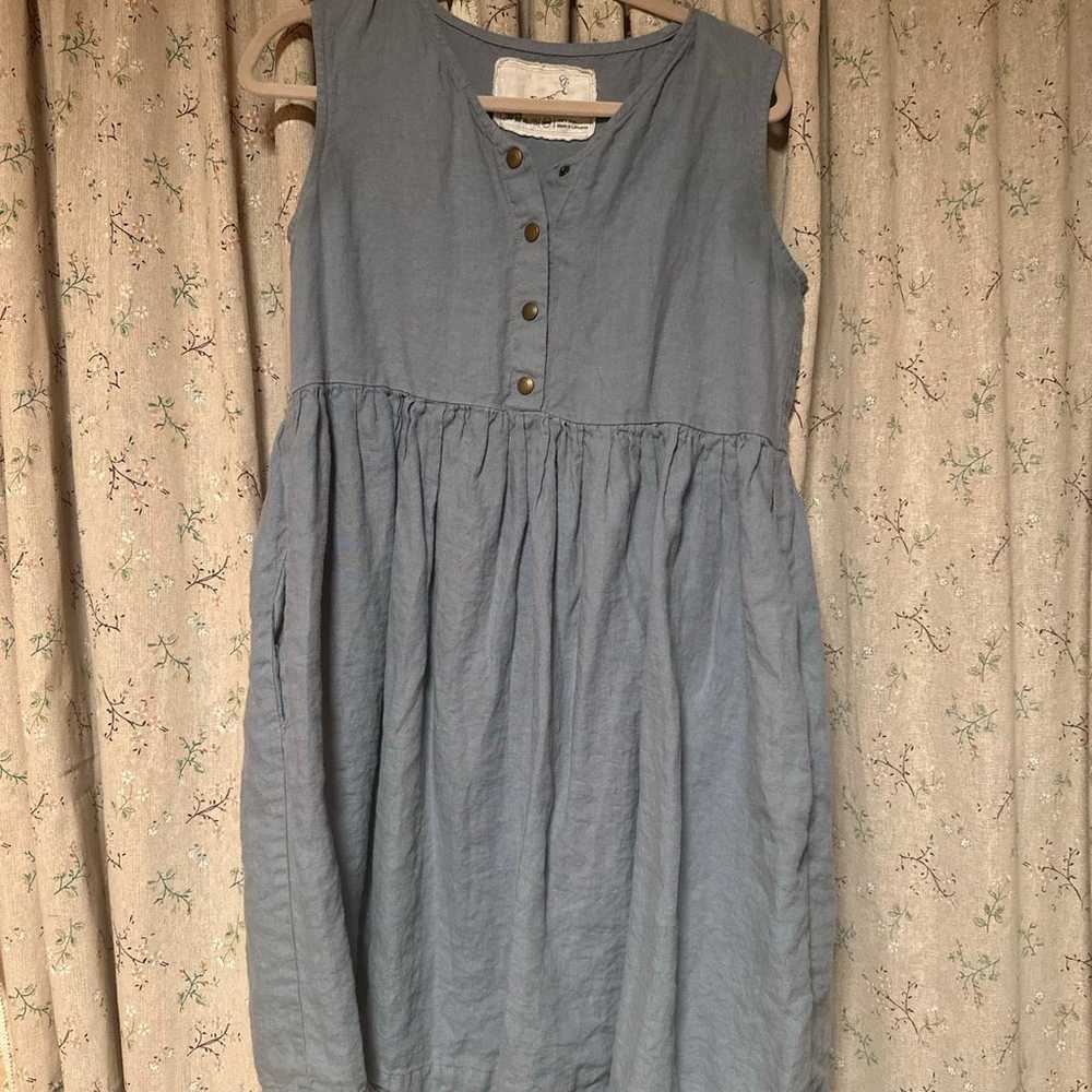 S/M Not Perfect Linen button up dress - image 1