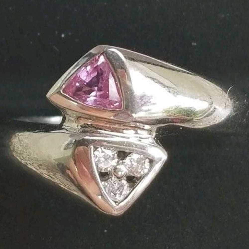 14k Gold Pink Tourmaline Diamond Ring - image 1