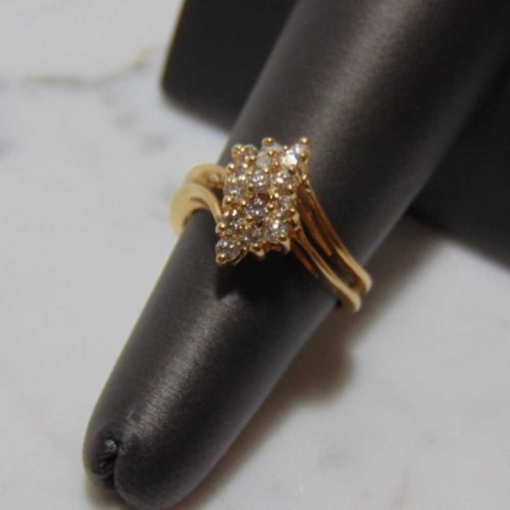 14k Yellow Gold Diamond Cluster Ring - image 1