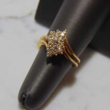 14k Yellow Gold Diamond Cluster Ring