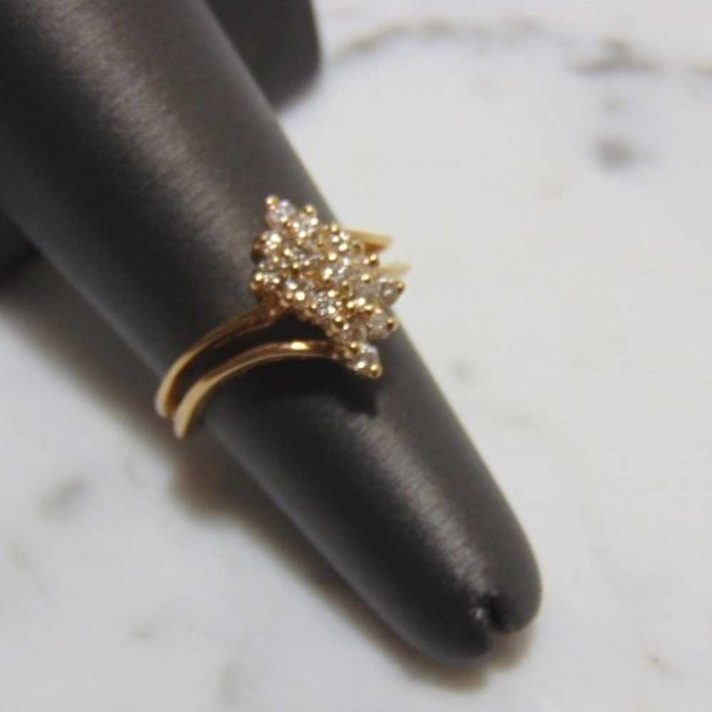 14k Yellow Gold Diamond Cluster Ring - image 2