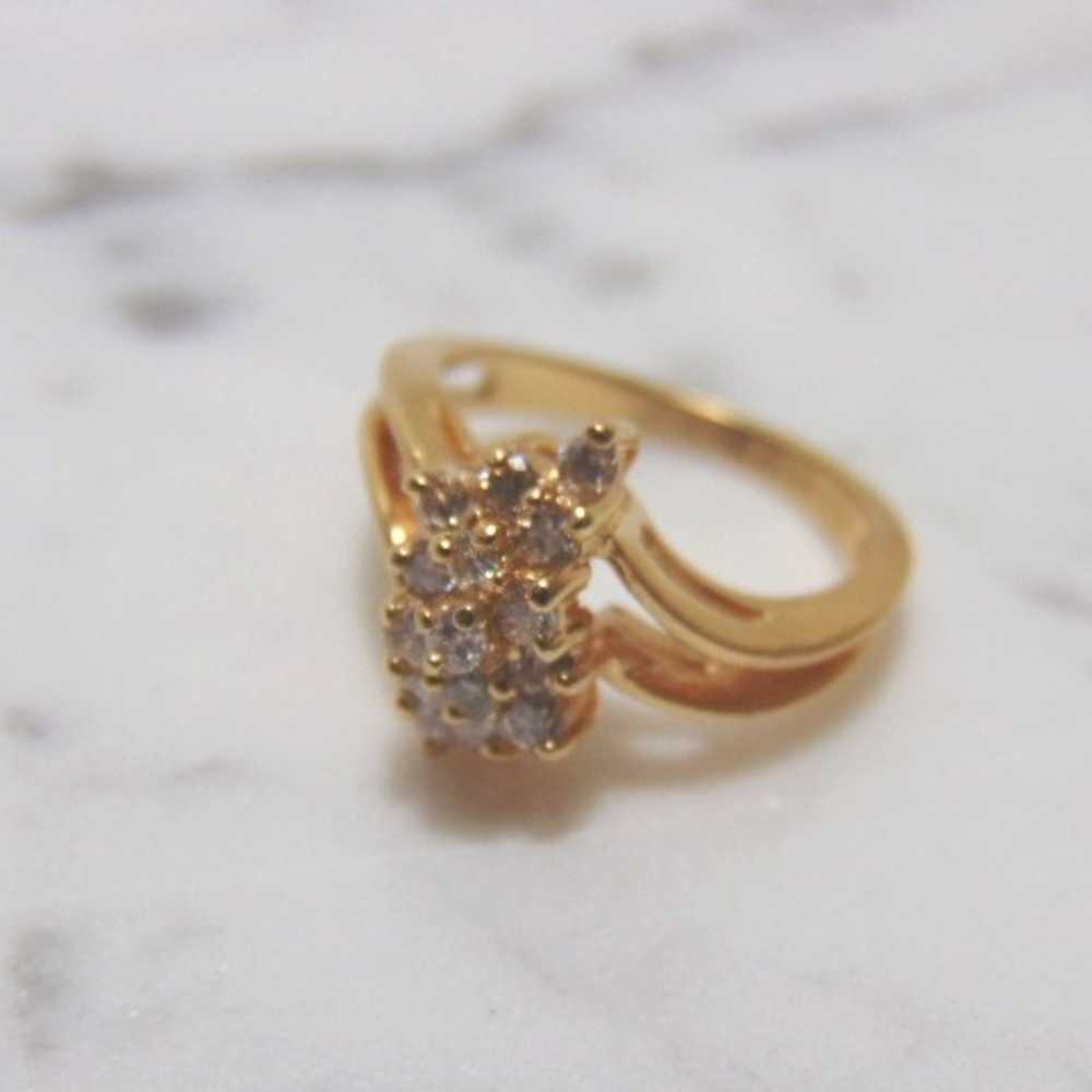 14k Yellow Gold Diamond Cluster Ring - image 4