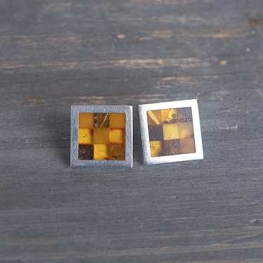 Marcin Zaremski Sterling Silver an Inlay Amber Ea… - image 1