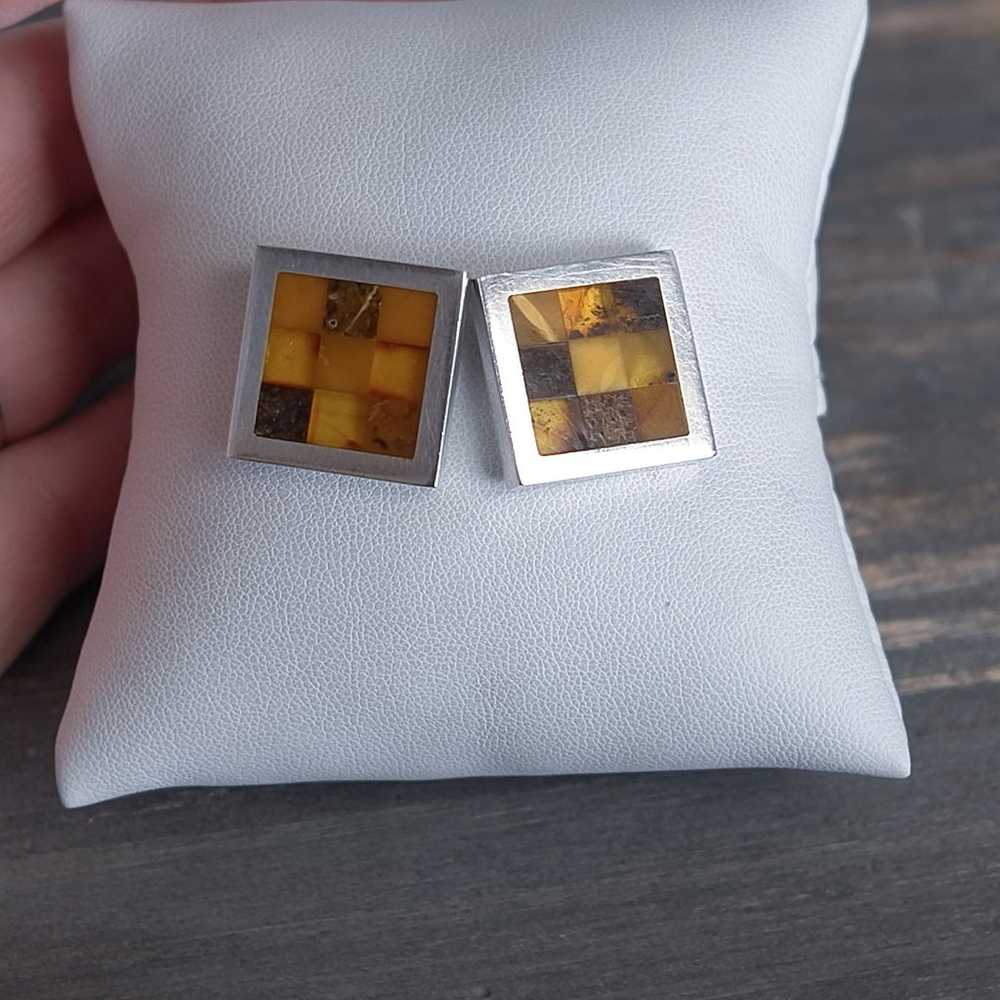 Marcin Zaremski Sterling Silver an Inlay Amber Ea… - image 6