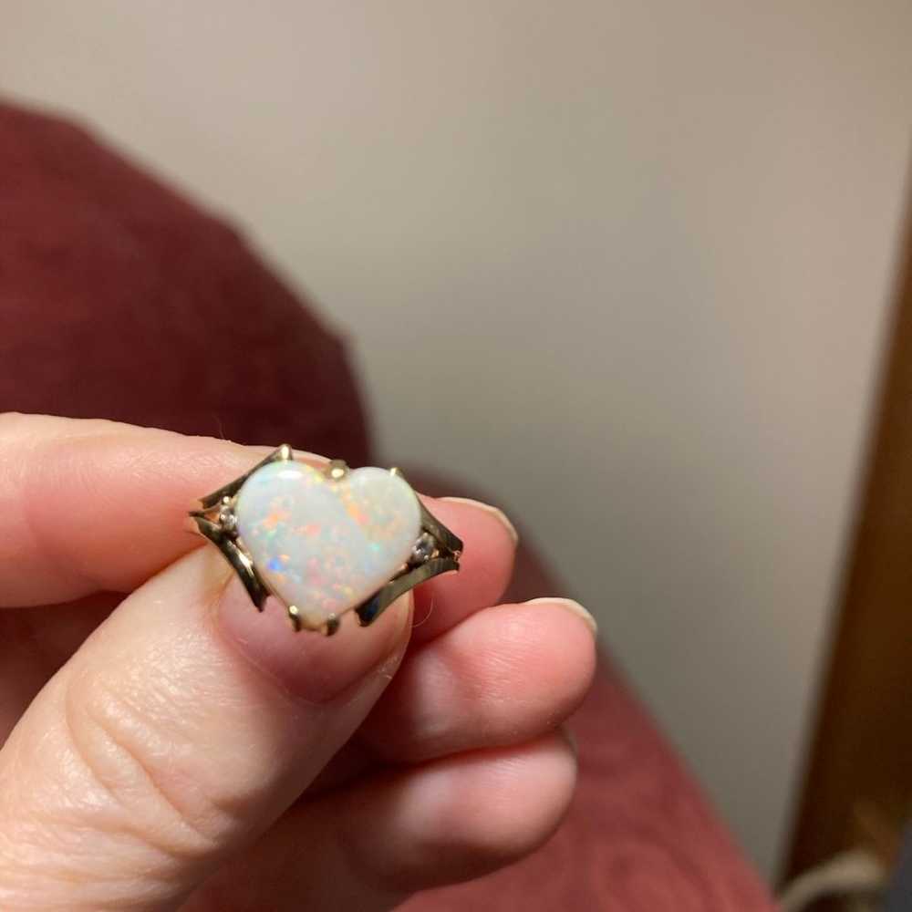 Vintage opal and diamonds ring. 14 k solid gold. … - image 6