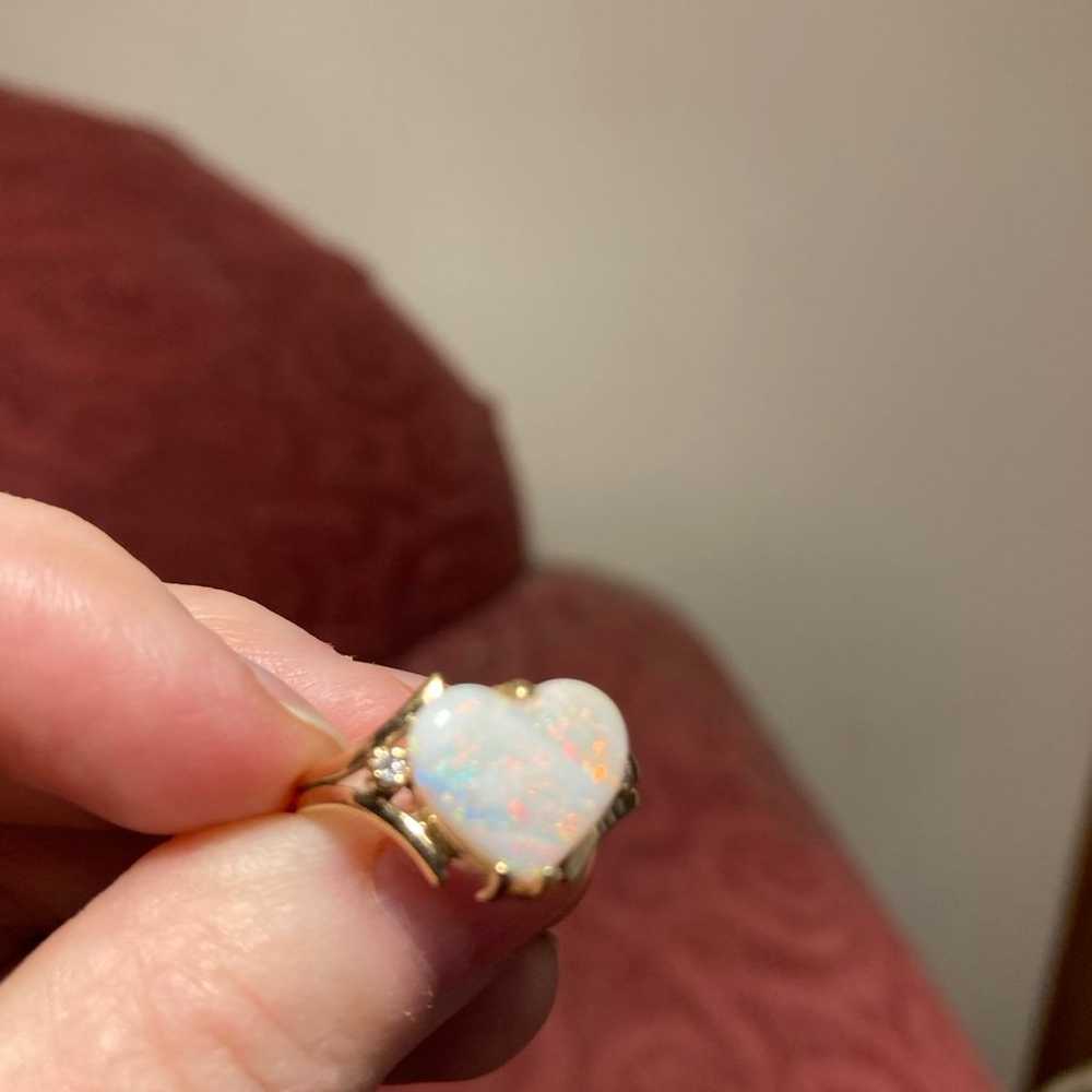 Vintage opal and diamonds ring. 14 k solid gold. … - image 8