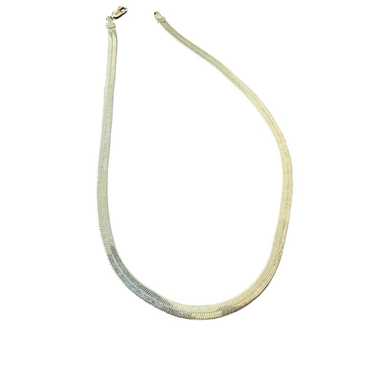 Solid 10K Yellow Gold Herringbone Chain Necklace