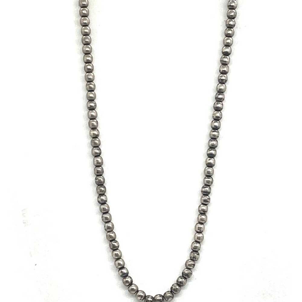 Vintage Sterling Ball Bead Necklace - image 2