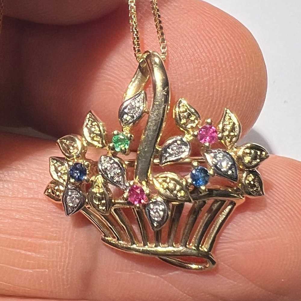 BEAUTIFUL PURE 14K YELLOW GOLD NECKLACE WITH DIAM… - image 6