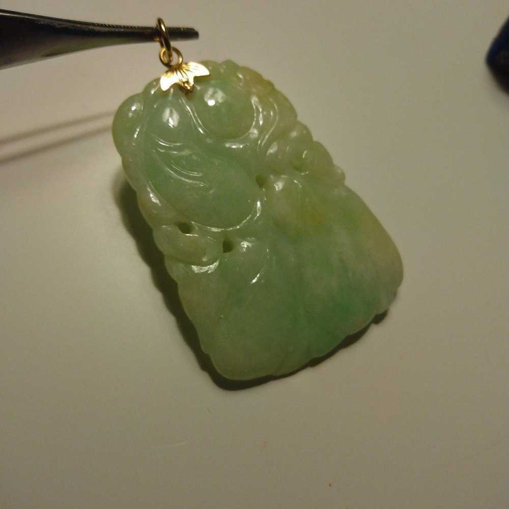 Vintage Jade Jadeite 14k gold Charm Pendant - image 1