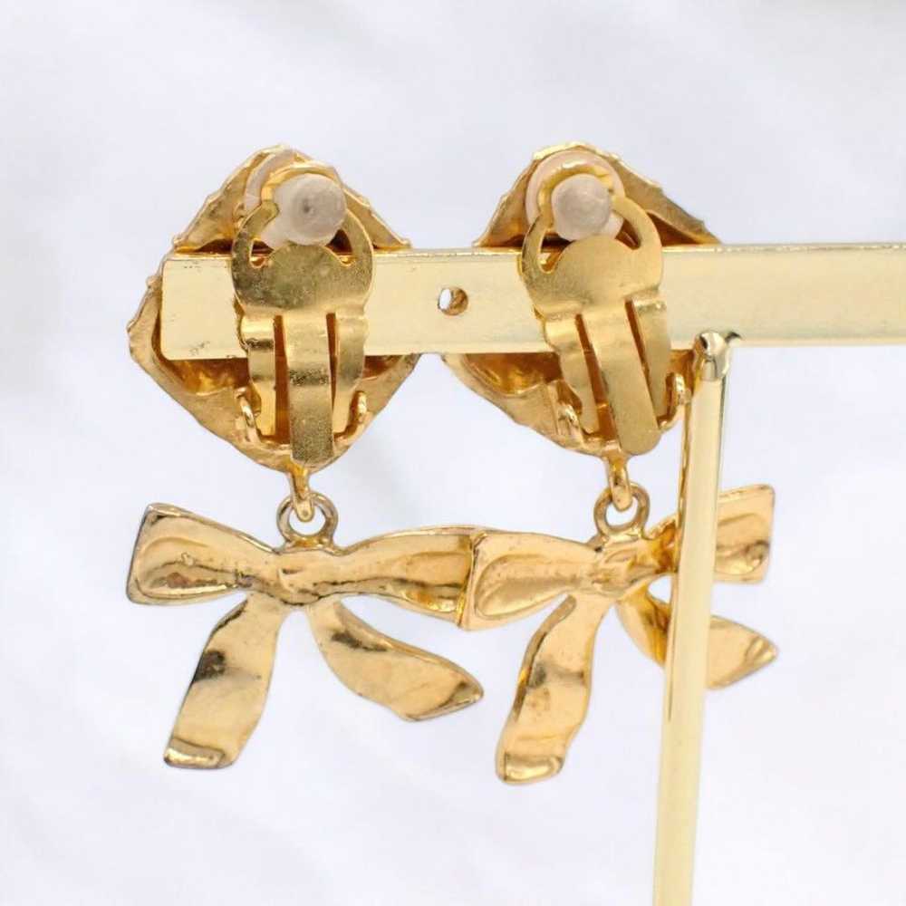 Chanel Earrings Matelassé Ribbon Swing Drop Gold … - image 2