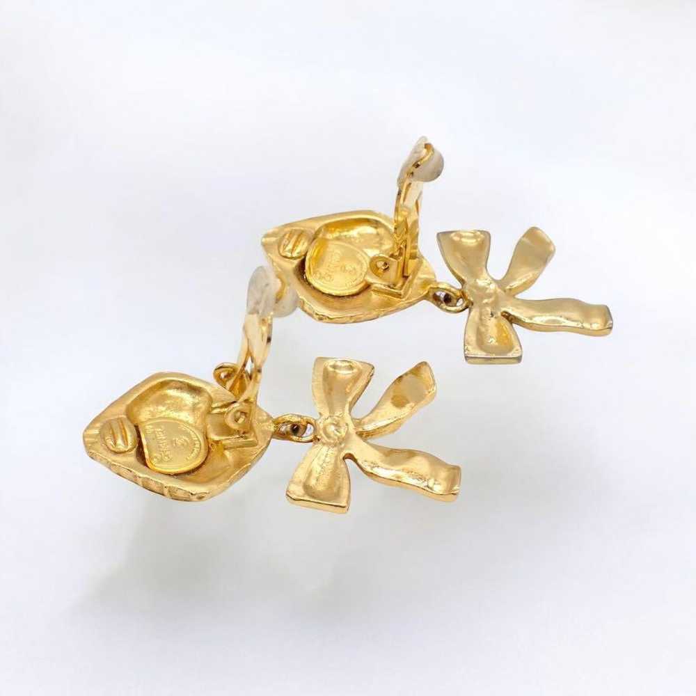 Chanel Earrings Matelassé Ribbon Swing Drop Gold … - image 5