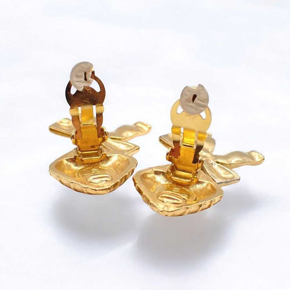 Chanel Earrings Matelassé Ribbon Swing Drop Gold … - image 6