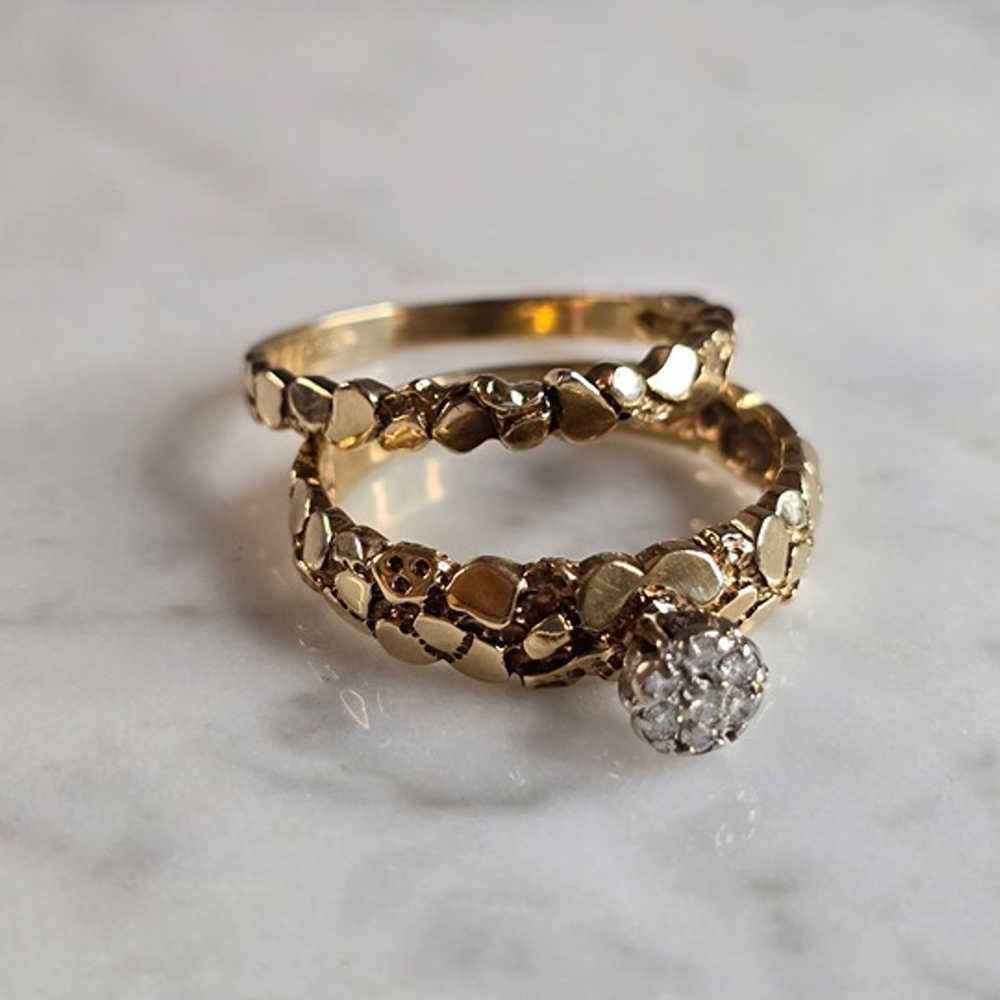 Womens Vintage Estate 10K Yellow Gold Diamond Wed… - image 1