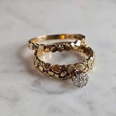 Womens Vintage Estate 10K Yellow Gold Diamond Wed… - image 1