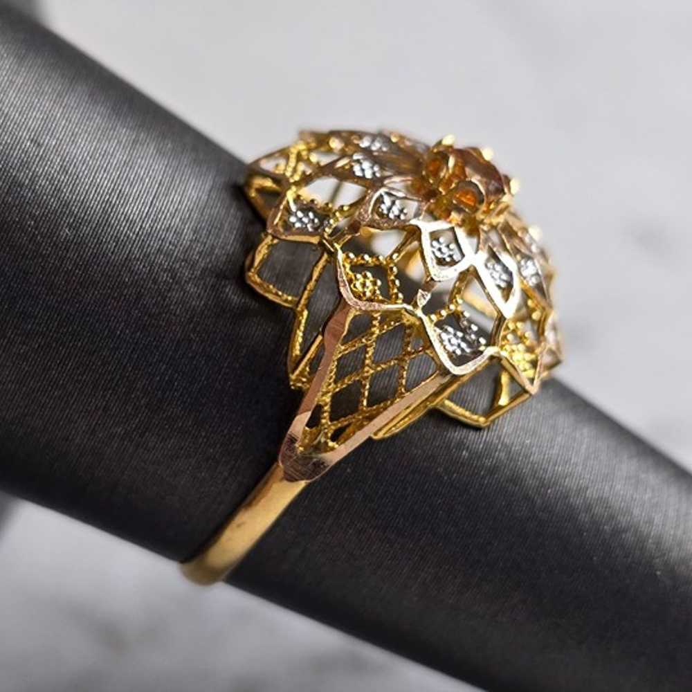 Womens Vintage Estate 22K Yellow Gold Citrine Fil… - image 2