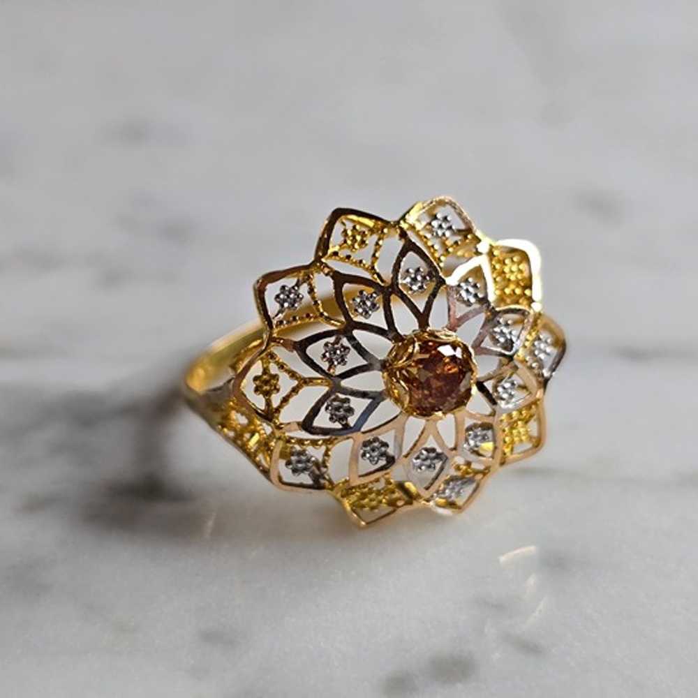 Womens Vintage Estate 22K Yellow Gold Citrine Fil… - image 5