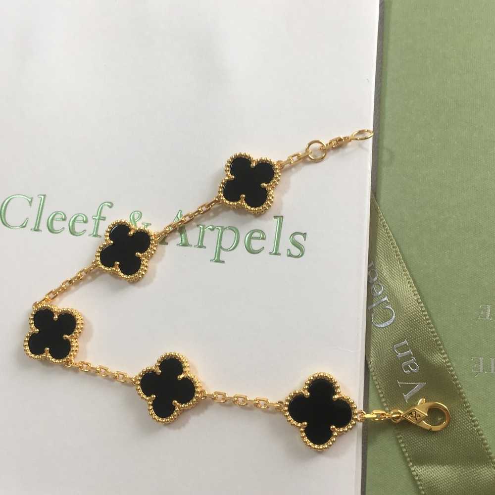 Women Gold Black Clover Bracelets - image 3