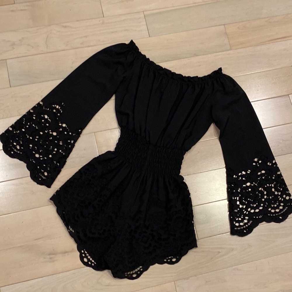 $198 Winston white black lace soft Mia Romper - image 11