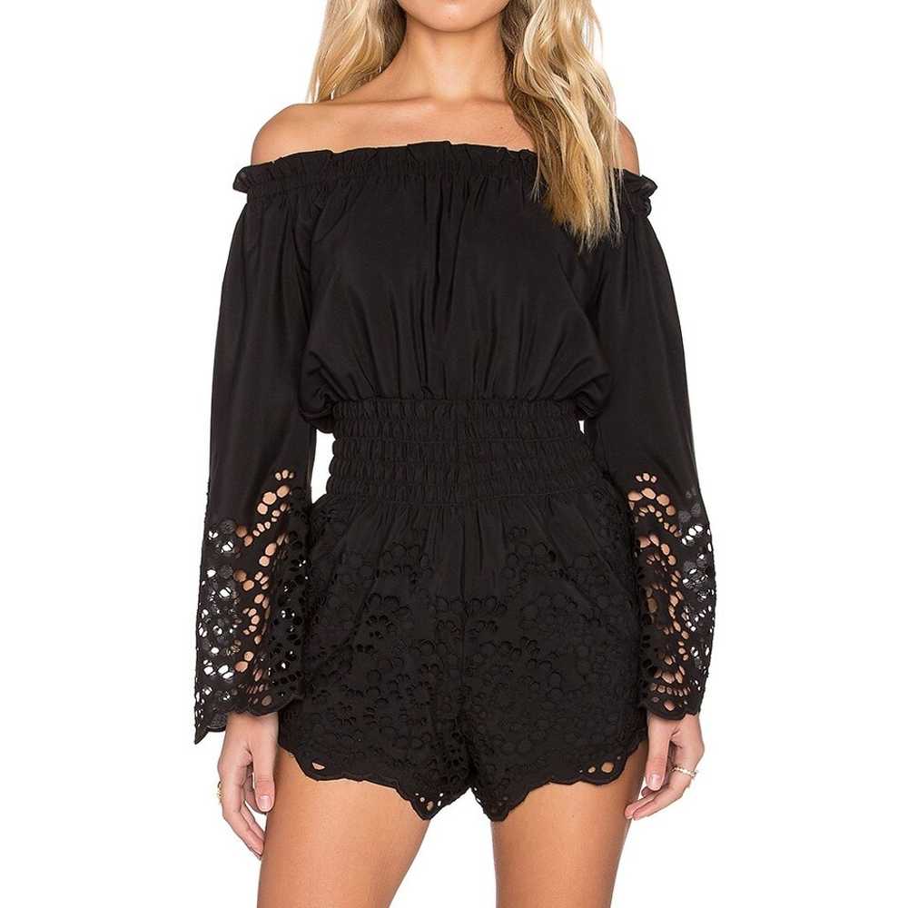 $198 Winston white black lace soft Mia Romper - image 1