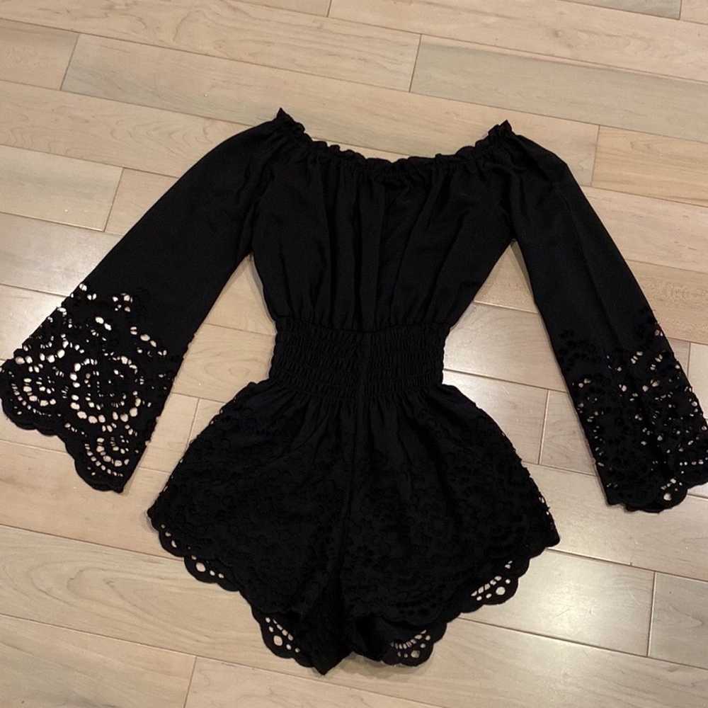 $198 Winston white black lace soft Mia Romper - image 5