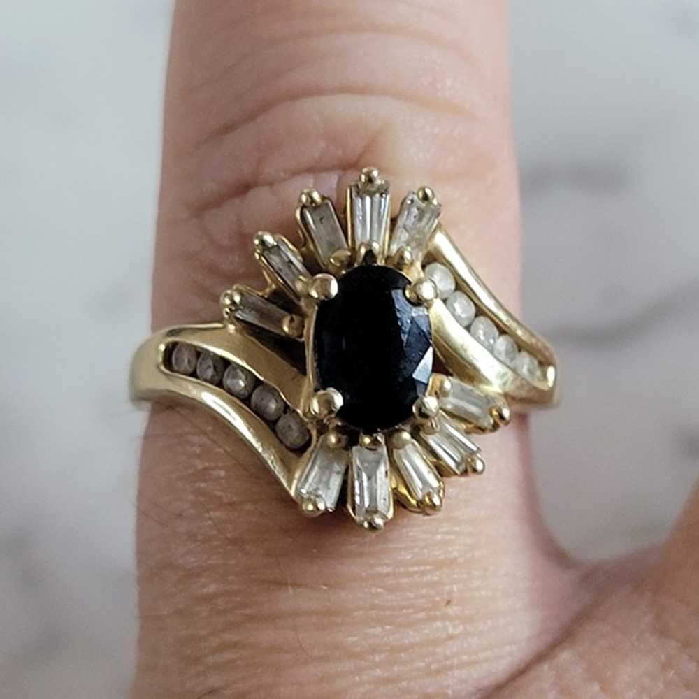 Womens Vintage Estate 14K Yellow Gold Sapphire Di… - image 6