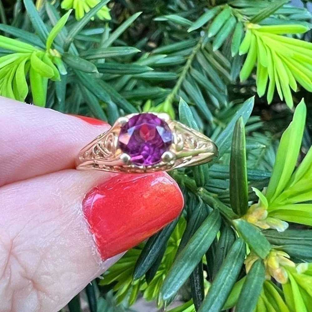 KABANA VINTAGE 14K YELLOW GOLD PINK TOURMALINE RI… - image 2