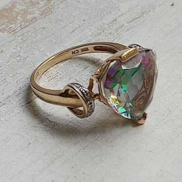 VINTAGE - RARE LeVian 10k gold, mystic topaz & dia