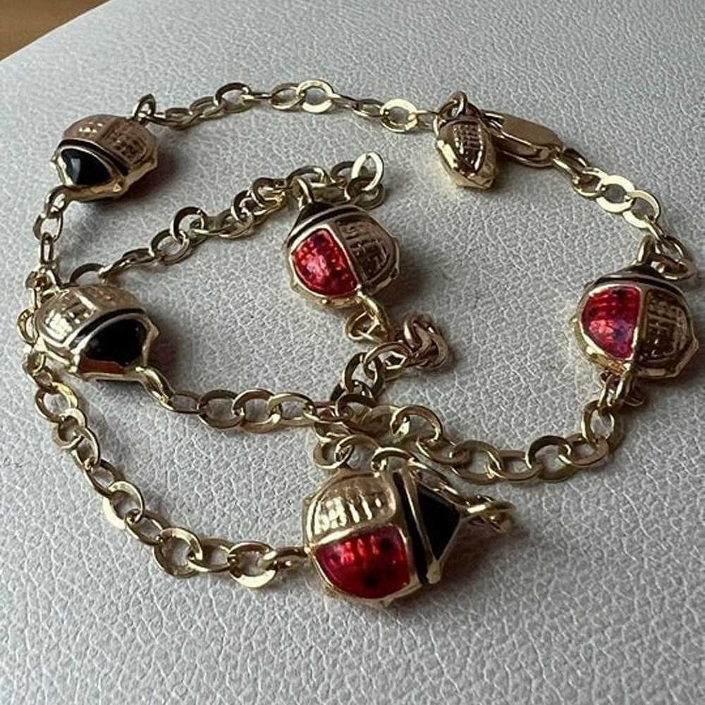 VINTAGE 14K YELLOW GOLD RED ENAMEL LADY BUG ANKLE… - image 10