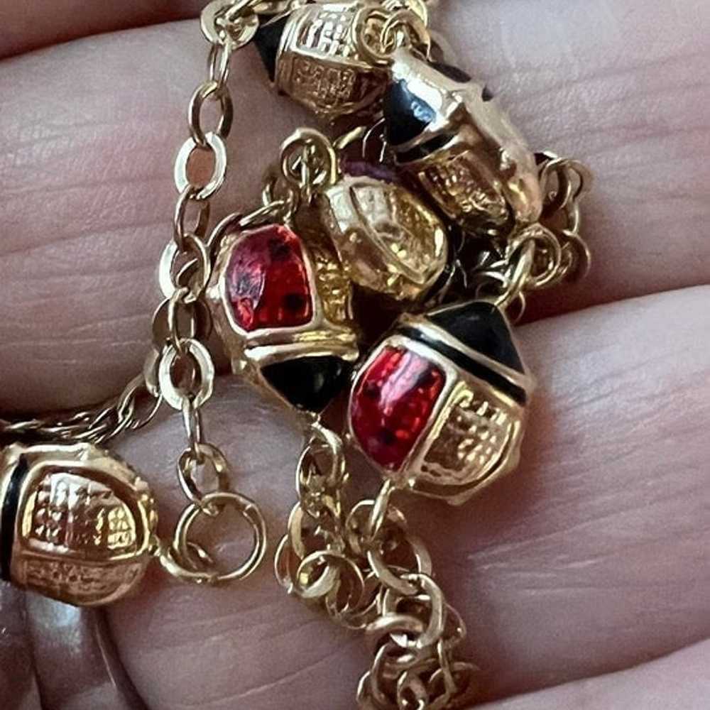 VINTAGE 14K YELLOW GOLD RED ENAMEL LADY BUG ANKLE… - image 1