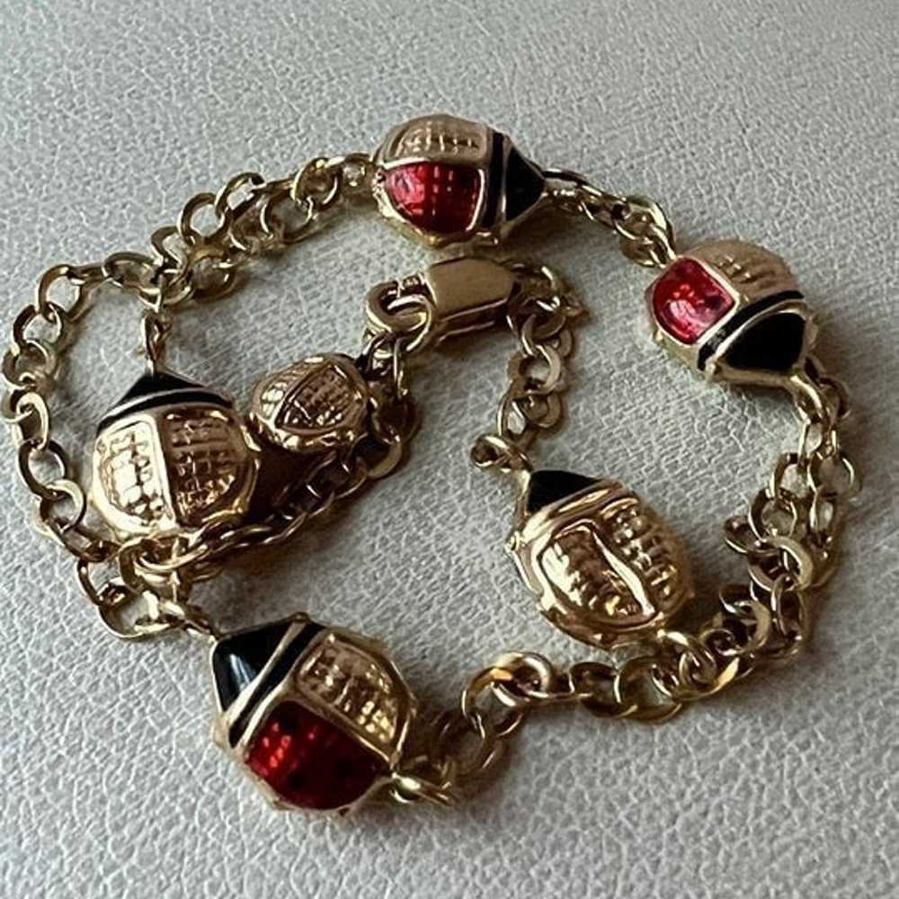 VINTAGE 14K YELLOW GOLD RED ENAMEL LADY BUG ANKLE… - image 4