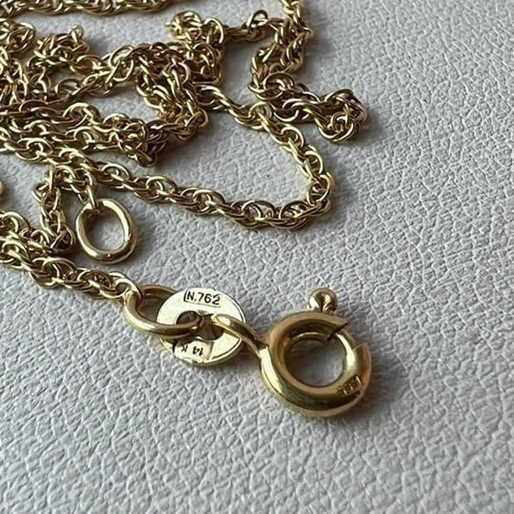 VINTAGE 14K YELLOW GOLD ROPE CHAIN NECKLACE UNISE… - image 9