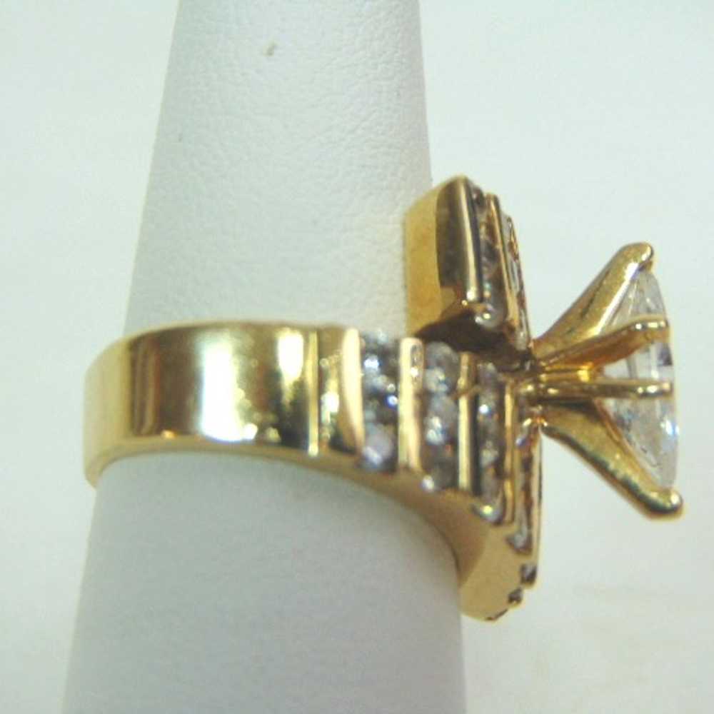 Womens 14K Gold Ring w/ CZ Stone E3295 - image 2