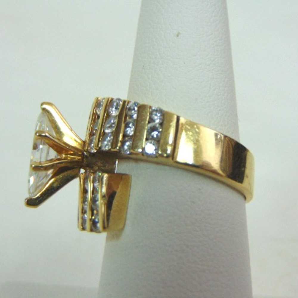 Womens 14K Gold Ring w/ CZ Stone E3295 - image 3