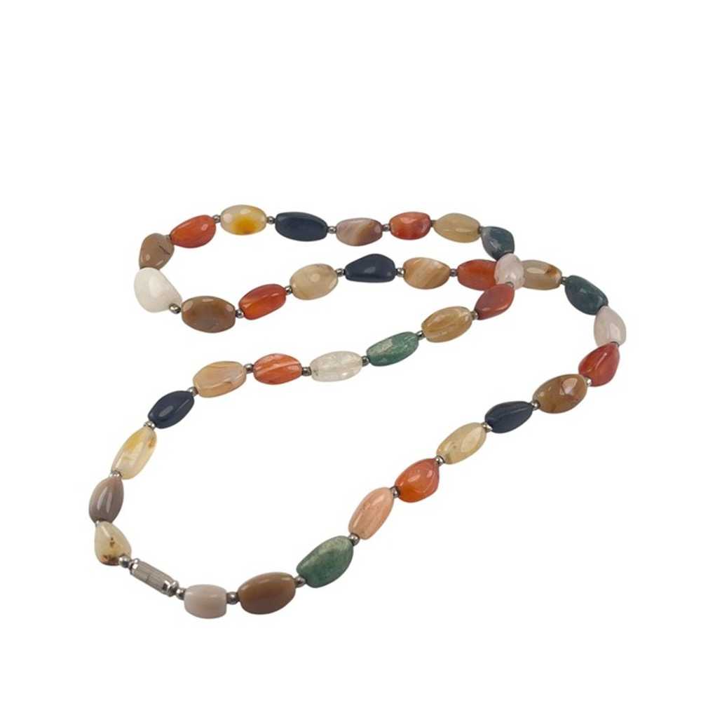 Vintage 1970s Boho Agate Aventurine Necklace - image 1