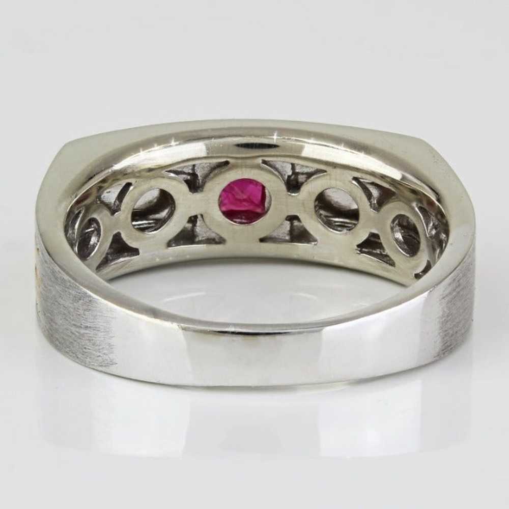 Vintage 14k White + Rose Gold Ruby & Diamond Anni… - image 5