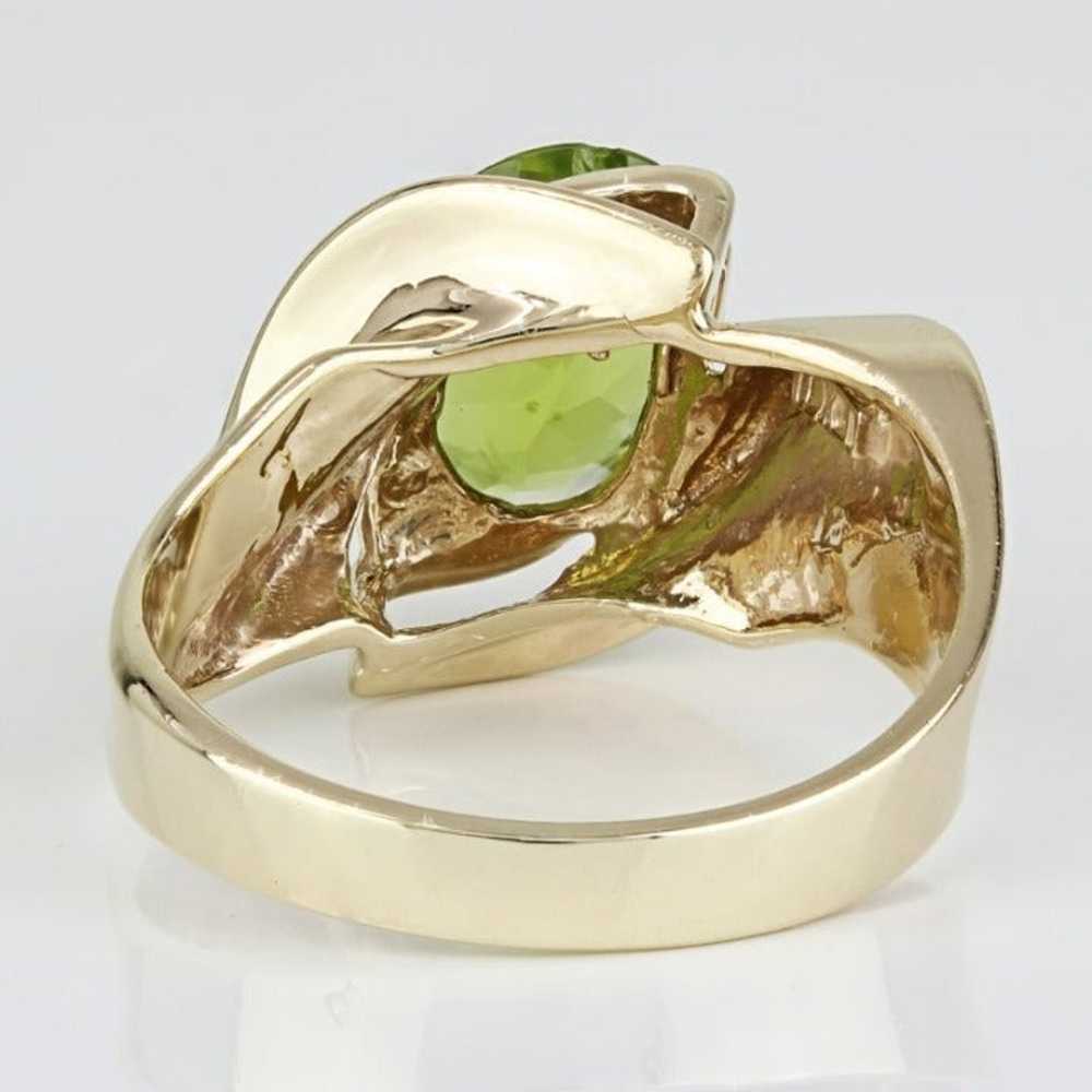 Vintage 10K Yellow Gold Oval Green Peridot Annive… - image 5