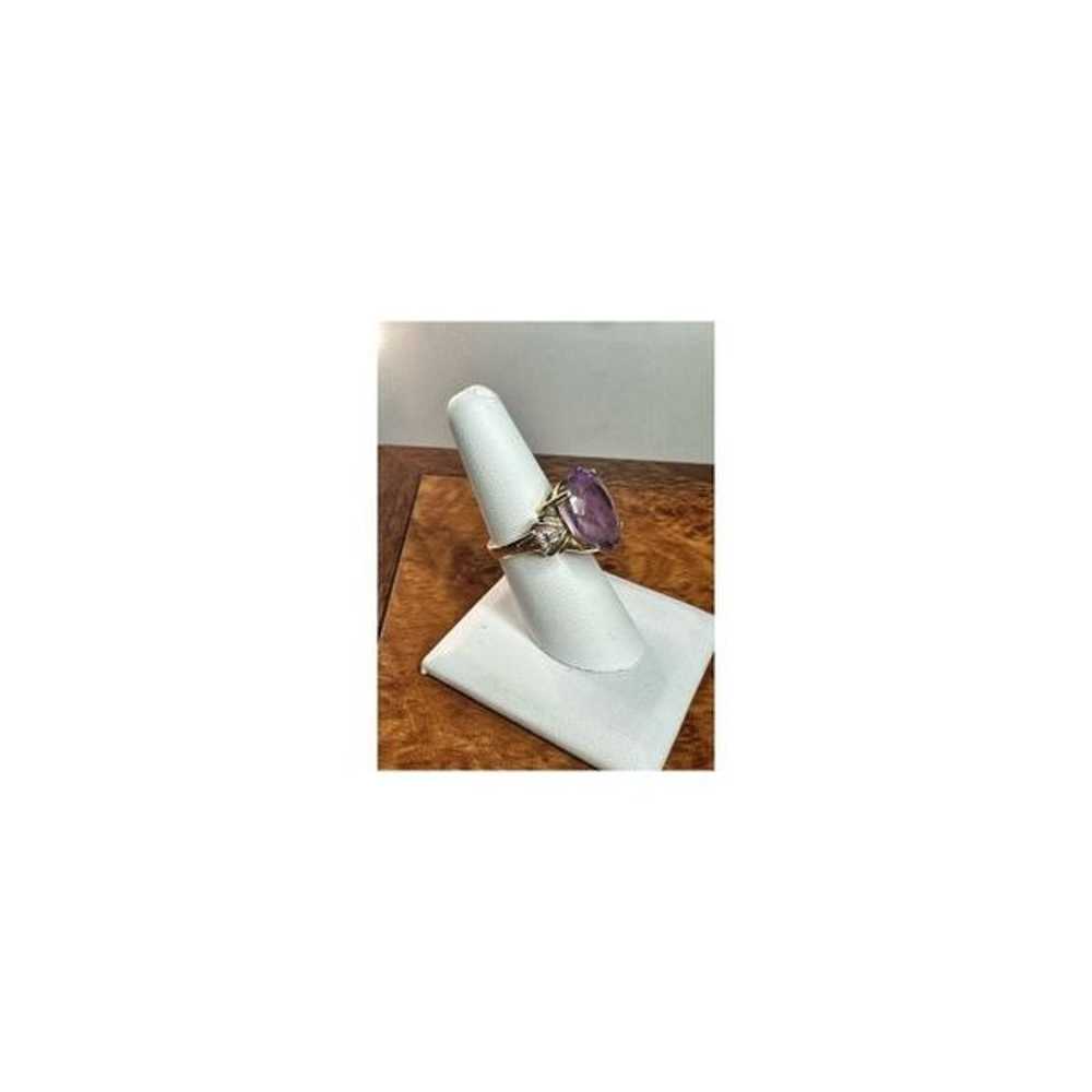 14k yellow gold amethyst diamond cocktail ring #2… - image 7